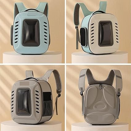 PET FUN Premium Transparent Cat Backpack Carrier - Breathable Pet Travel Bag for Cats & Small Dogs, Foldable, Ventilated with Ergonomic Design, Perfect for Hiking & Camping (Grey)