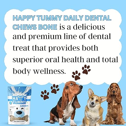 Happy Tummy Bone Treat for Medium to Large Dogs (Calcium Bone, 7 Pieces, Large) | Daily Dental Chews | Better Immunity | Bone Health | Complete Nutrition | Sold by Foodie Puppies with Free Key Ring
